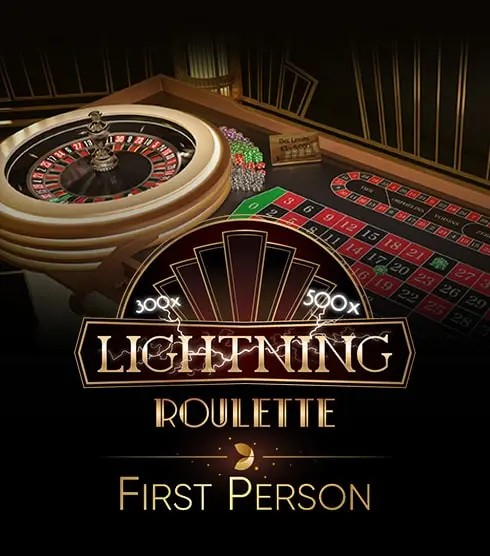 Live Dealer logo of First Person Lightning Roulette from Evolution at 500 Casino
